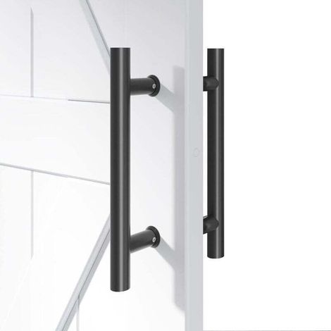 1 poignée de porte coulissante, double face en forme de H, 600 mm, espacement 400 mm, noir, pour portes intérieures et extérieures (1/5)