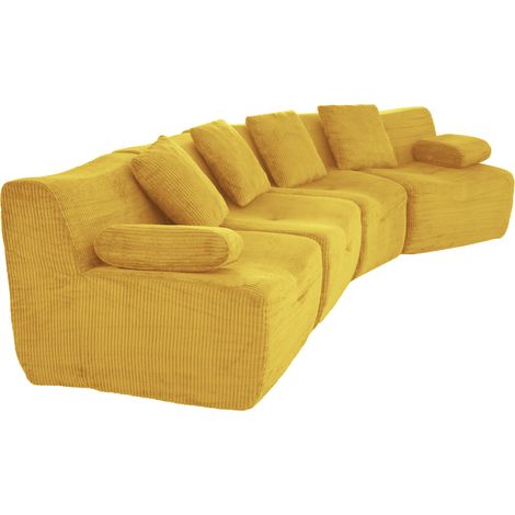 Divano modulare 311x90x65 cm in ciniglia gialla, 4 moduli, senza montaggio, per soggiorno – MEUBLIV (1/5)