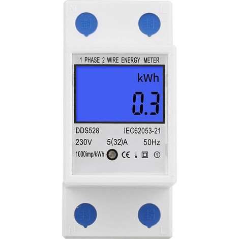 5-32A 230V 50Hz LCD-Anzeige Einphasen-Energiezähler (kWh) DIN-Schienenmontage DDS528 (1/5)