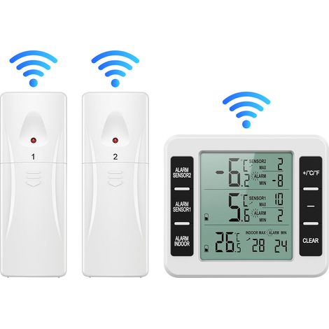 【Maison connectée】Thermomètre sans fil pour chambres froides intérieures et extérieures, moniteur de température avec alerte sonore, thermomètre numérique pour réfrigérateur, adapté à la cuisine et au (1/5)