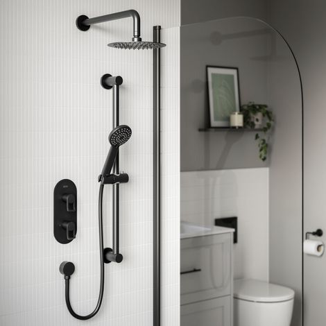 Bristan Saffron Dual Concealed Mixer Shower with Shower Kit and Fixed Head - Black (1/5)
