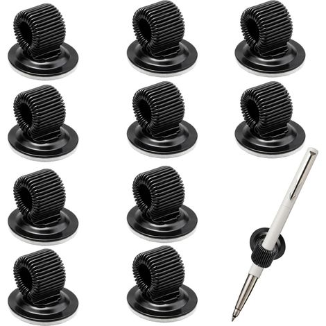10PCS Porte-stylos auto-adhésifs, Porte Stylo Infirmiere Métal Avec Attache Stylo À Ressort Réglable Pour Bureau Écran Tableau Blanc Réfrigérateur Organisation Stylos Et Marqueurs Pratique (1/5)