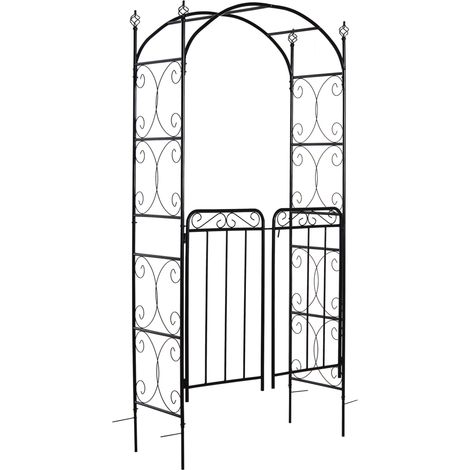 Garden Decorative Metal Arch Gate Outdoor Patio Trellis Arbor for Climbing Plant Archway Antique Black - 108L x 45W x 215Hcm (1/5)