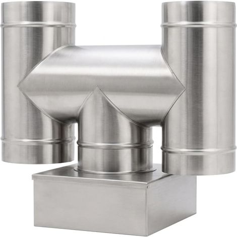 MAKA Comignolo a H Base Quadra, Terminale per Canna Fumaria Camino Stufa a Legna Pellet e Gas, Cappello Antipioggia Aspirafumo 300x300 mm (1/5)