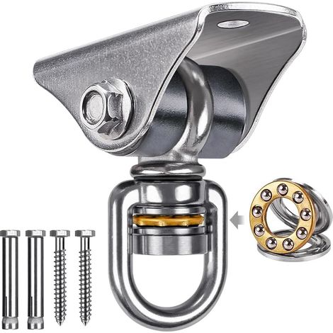 Support de Suspension pour balancelle Robuste, Crochet de Plafond pivotant à 360°, Ensemble de matériel Silencieux pour Bois/béton, Corde de Yoga, Cerceau aérien/Sac de Frappe, 725,7 kg (1/5)