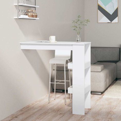 vidaXL Table de bar murale Blanc 102x45x103,5 cm Bois d'ingénierie (1/5)