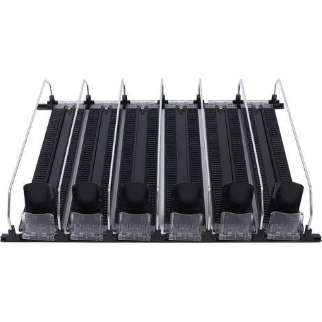 Automatischer Getränkespender mit Druckknopf, 6 Reihen, federbelasteter Breitenverstellung, großem Fassungsvermögen von 38 cm, für Kühlschränke, schwarz (1/5)