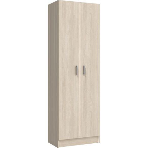 Armadio multiuso 2 ante Salem, Mobile ausiliario, Porta scarpe con 3 ripiani, Scarpiera alta moderna, 59x37h180 cm, Rovere