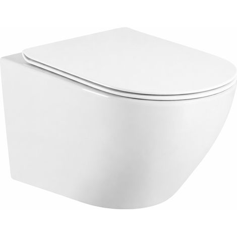 Cuvette de toilette suspendue sans bride Interno 49 cm, blanche
