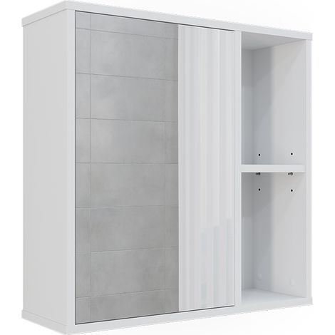 Armario con espejo de baño Leano, Blanco, 60 x 60 cm, Vicco (1/5)