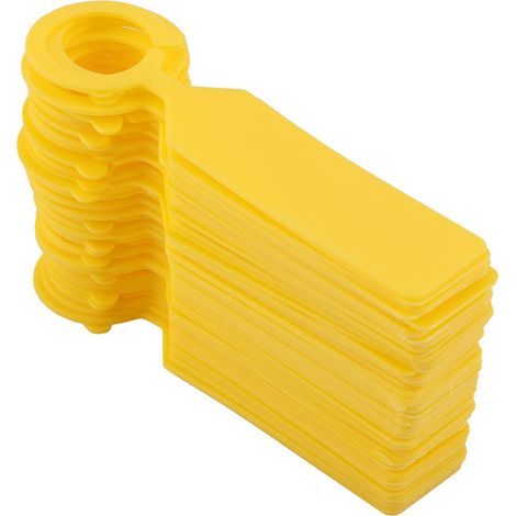 100 étiquettes suspendues en plastique jaune pour plantes, arbres et pépinière - Décoration de jardin (1/5)