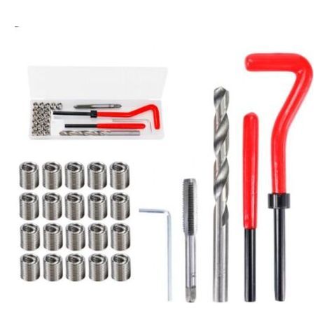 M6 Thread Repair Kit, 25 Pieces, Metal Inserts, Wrench, HSS Drill Bit and Tap for Easy Repair (1/5)
