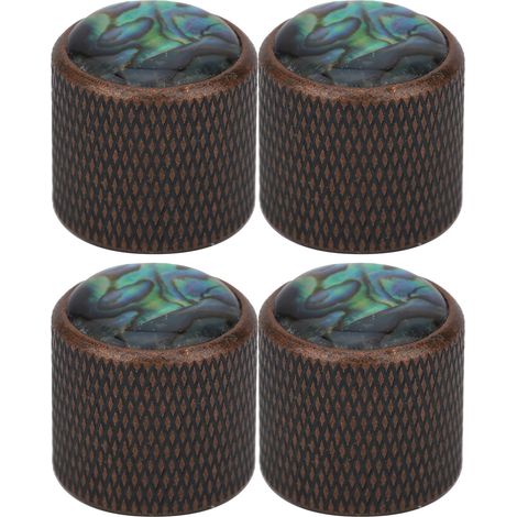 4 Pièces Boutons Dôme Métal Haute Finition pour Basse Électrique, Contrôle Volume et Tonalité Coquille Incrustée Bronze (1/5)