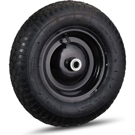 Relaxdays Ruota per Carriola 4.80 4.00-8, ad Aria, Cerchione in Acciaio, con Valvola, Carico Max.120 kg, Nero (1/5)