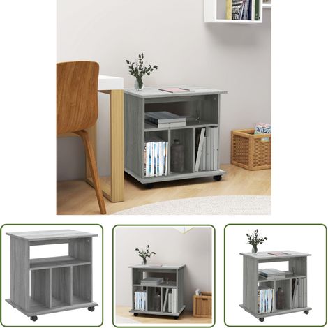 The Living Store Armoire roulante Sonoma gris 60x45x60 cm Bois d'ingénierie - Meuble De Rangement - Armoire Mobile - Armoire Sur Roulette - Meuble Bureau - Organisation Bureau (1/5)