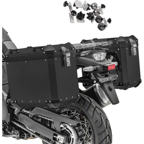 Set valises latérales aluminium - Kawasaki Versys 1000 - 45 L - 2 mm - Fixation 16–18 mm