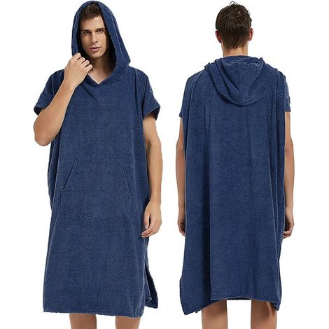 Poncho con capucha para cambiarse de surf, confeccionado en microfibra absorbente de secado rápido, ideal para surf, playa, Gris oscuro (1/5)