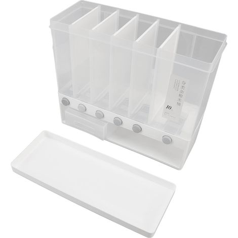 Distributeur de riz mural de 10 L, distributeur de céréales à 6 compartiments, récipient de conservation des aliments secs sous pression et fermeture hermétique pour la cuisine domestique (1/5)