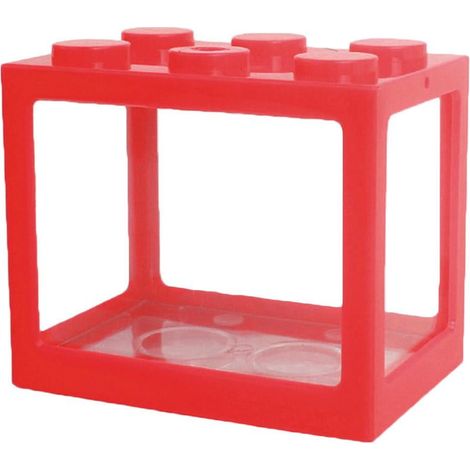Aquarium Pour Betta - Blocs Empilables En Plastique Transparent - Mini Bac À Poissons Avec Trou D'Accès Haut - 10 x 12 x 8 cm - 1 Pièce (1/5)