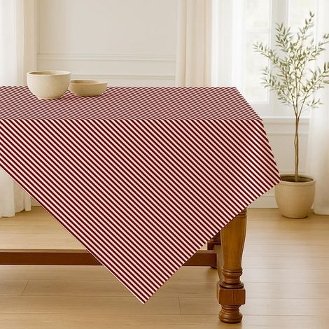 Gestreifte Tischdecke 100x140 cm Rechteckig Rot Fleckschutz Polyester Pflegeleicht