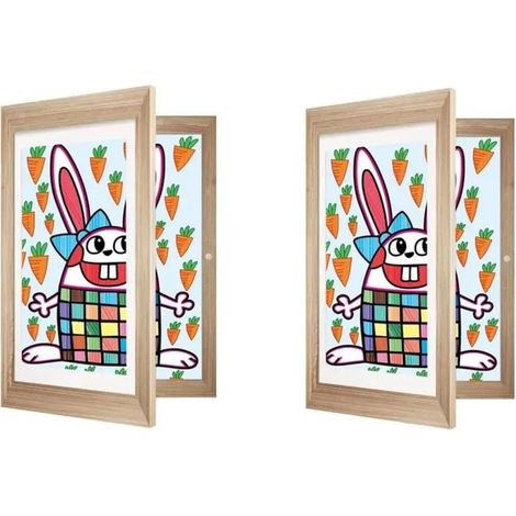 Lot de 2 cadres photo, chargement frontal, format A4, verre acrylique, MDF, rangement dessins enfants (1/5)