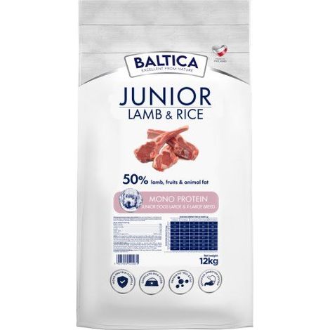 BALTICA NUTRACEUTIC Hypoallergénique Junior Agneau et Riz L/XL 12 kg (1/2)