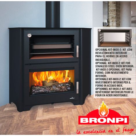 BRICOSOL ESTUFA DE LEÑA CON HORNO BRONPI MODELO MURANO-R