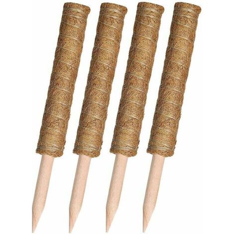 Tuteur en Mousse de Coco pour Plantes de 16 Pouces - Lot de 4 Supports en Mousse de Coco pour Plantes Grimpantes, Intérieures et Extérieures - Teinte Brune.