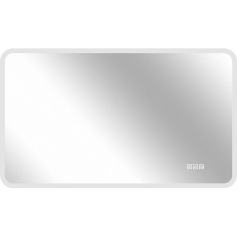 Miroir de salle de bain LED 60×120 cm avec bord en verre dépoli, éclairage frontal, anti-buée, 3 températures de lumière, variateur, fonction mémoire, montage horizontal et vertical, IP44 étanche (1/5)