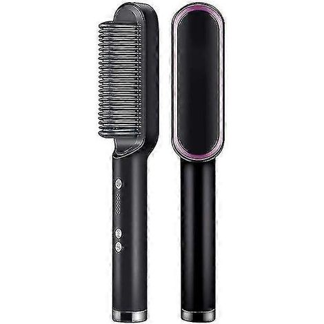 Multifunktionale Haarglättungsbürste 2 in 1 Heizbürste mit Heißkammfunktion, Anti-Verbrühungs-Glättungsbürste, Styling-Werkzeug (Schwarz, US-Version) (1/4)