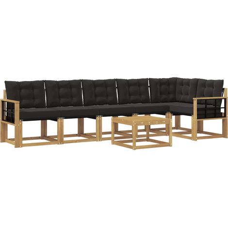Conjunto de sofás de exterior con cojín 7 pcs Blanco y Negro vidaXL (1/5)