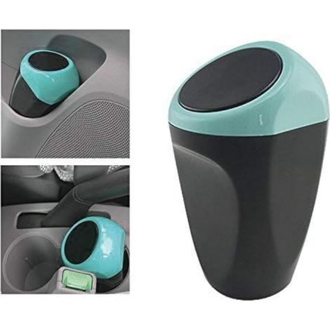 Mini papelera para coche, contenedor de residuos de plástico, 15x9 cm, recipiente de almacenamiento para el interior del coche/oficina/hogar (Mini papelera azul) (1/5)