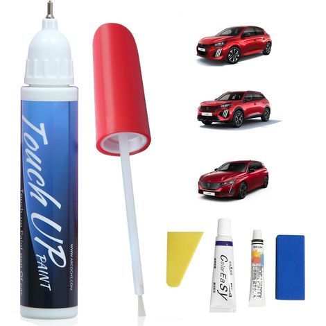 Stylo de Retouche Rouge Stylo Efface Rayure Voiture Stylo de Retouche 2 en 1 Avec Pinceau Efface Rayure Voiture (1/5)