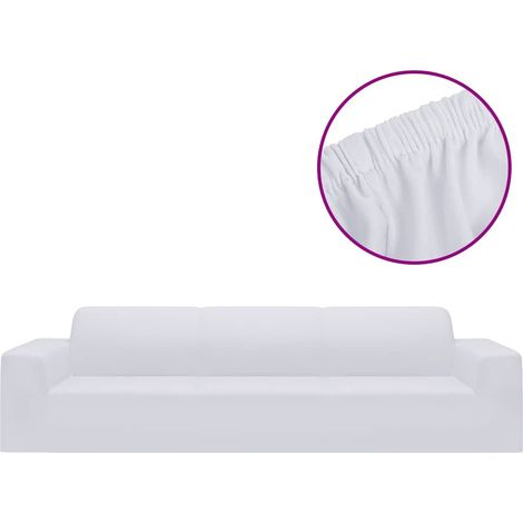 Maison Exclusive - Fodera Elasticizzata Divano 4 Posti in Jersey Poliestere Bianco (1/5)