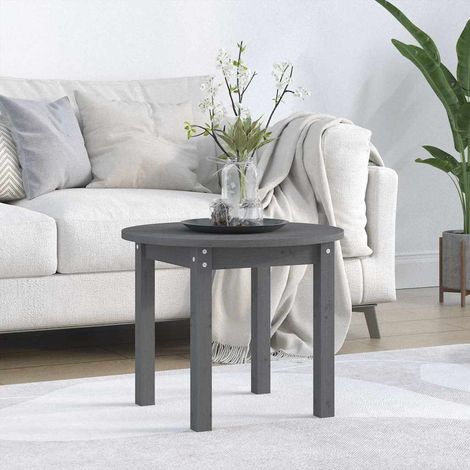 vidaXL Coffee Table Grey 脴 55x45 cm Solid Wood Pine (1/5)