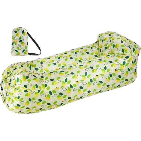 Luft-Lounge-Sofa mit Blattmuster, tragbares Luftsofa ohne Pumpe, erweitertes Modell, Tragfähigkeit bis zu 225 kg, leicht 0,6 kg für Festival, Strand und Camping, mit Aufbewahrungstasche (1/5)