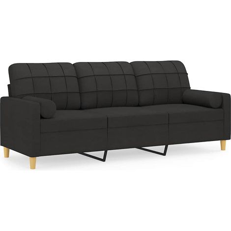 Maison Exclusive - Divano a 3 Posti con Cuscini Nero 180 cm in Tessuto