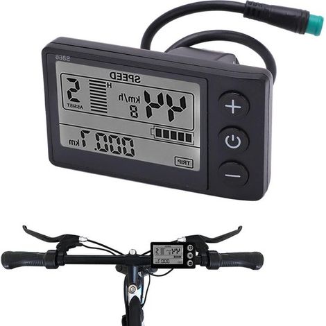 Compteur de vélo électrique étanche avec écran LCD, compatible 24 V, 36 V et 48 V, avec câble de connexion - Ejoyous S866 (1/5)