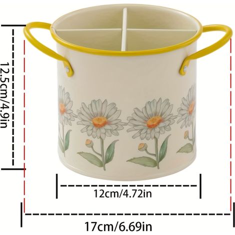 Küchenaufbewahrungsbox aus einem Stück Edelstahl mit Blumenmuster – robust und langlebig, zur Aufbewahrung von Besteck, Löffeln und Essstäbchen.