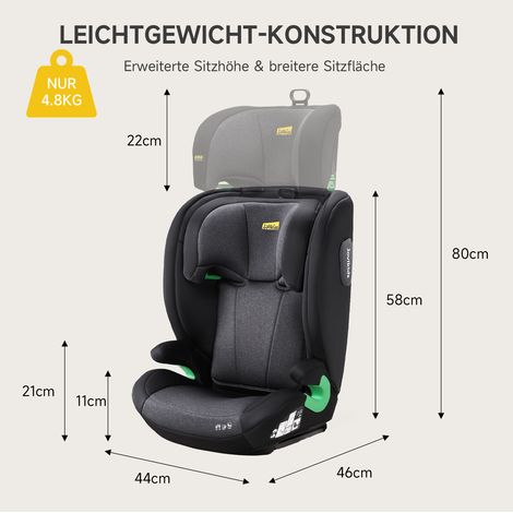 Silla de coche infantil i-Size R129 3,5-12 años, respaldo y reposacabezas ajustables, negro OKMYHOME (1/5)