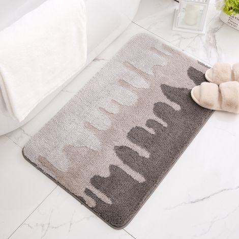 Tapis de salle de bain antidérapant, tapis de sol absorbant, tapis de sol de chambre à coucher, gris