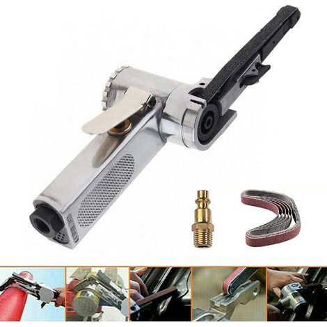 Ponceuse à bande pneumatique, ponceuse à doigt 10 mm x 330 mm, bandes abrasives, machine à poncer