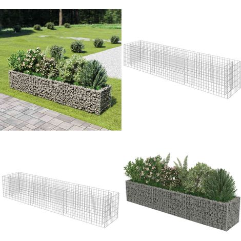 Lit surélevé à gabion Acier galvanisé 270x50x50 cm - Lit Surélevé - Gabion - Jardinière - Border Fleurie - Décoration Extérieur - Home & Living (1/5)