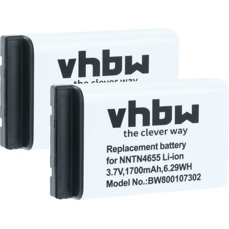 vhbw 2x Akku Ersatz für Motorola NNTN6922A, NNTN4655, SNN5705C, NNTN6923A für Funkgerät, Walkie Talkie (1700 mAh, 3,7 V, Li-Ion)