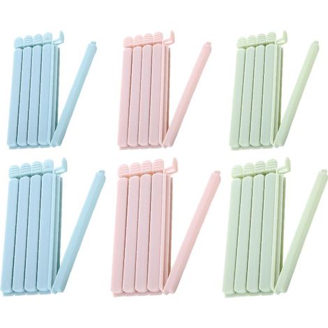Clipverschluss für Lebensmittelbeutel – 12 cm und 15,5 cm – Blau, Rosa, Grün – 30 Stück (1/5)