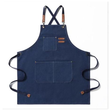BUNTHAUS (bleu)Tablier en toile , tablier de travail pour hommes et femmes, tablier de chef avec bretelles réglables et 3 poches, tablier de serveur, tablier de cuisine, tablier de pâtisserie, tablier (1/5)