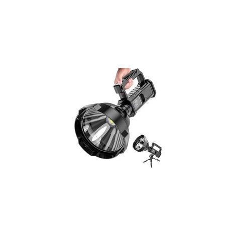 Torcia a LED ad alta potenza, impermeabile, ricaricabile tramite USB, per pesca e campeggio (1 pezzo) - Crezuo