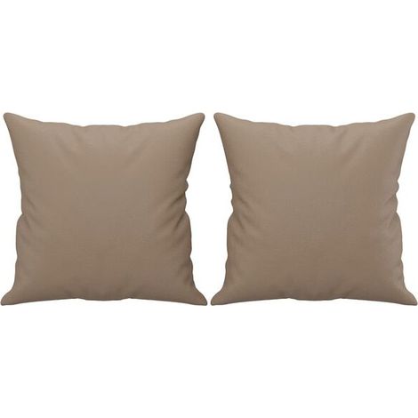 Coussins décoratifs, lot de 2, couleur cappuccino, 40 x 40 cm, simili cuir (1/5)