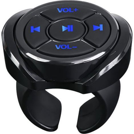 Bluetooth Sans Bouton MultiméDia TéLéCommande Voiture Moto VéLo Volant Musique à Distance pour TéLéPhone Tablette (1/4)