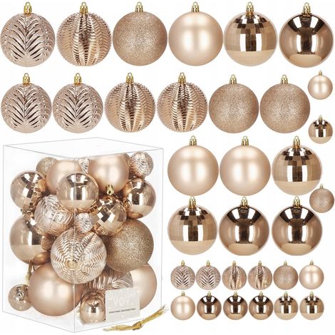 PALLINE PER ALBERO DI NATALE ADDOBBO 33 PEZZI NATALIZI 8 CM SET INDESTRUTTIBILI APPENDINI 